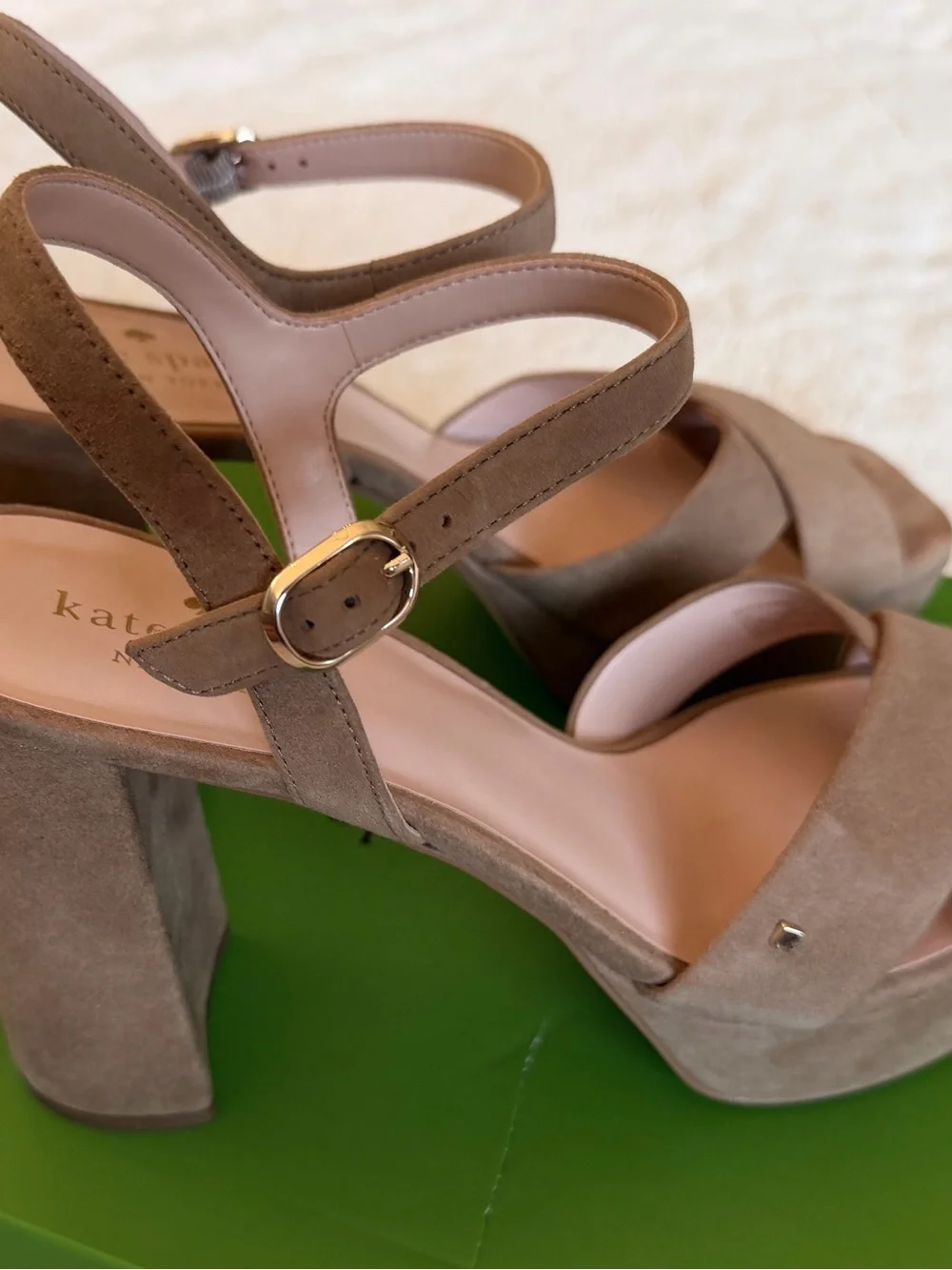 Kate Spade Delia Suede Platform Block Heel Sandals